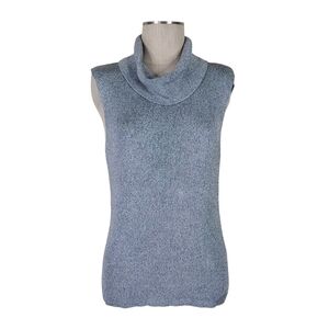 Austin Reed Top Women Size XL Silver Metallic Cowl Neck Sleeveless Rayon Stretch